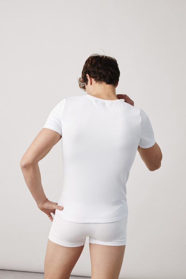 Camiseta Hombre Térmica Cuello Pico Manga Corta Ysabel Mora Color Blanco  Talla M (52)
